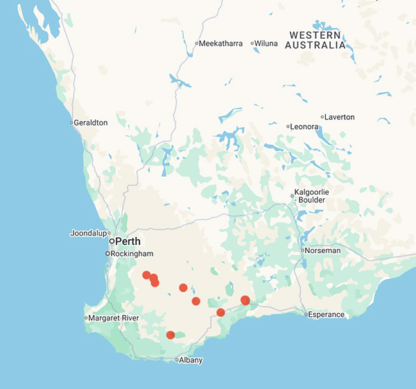 collecting locality map for 'Milesi, A.J.'