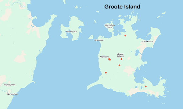 collecting locality Groote Island map for 'Wilkins, G.H.'